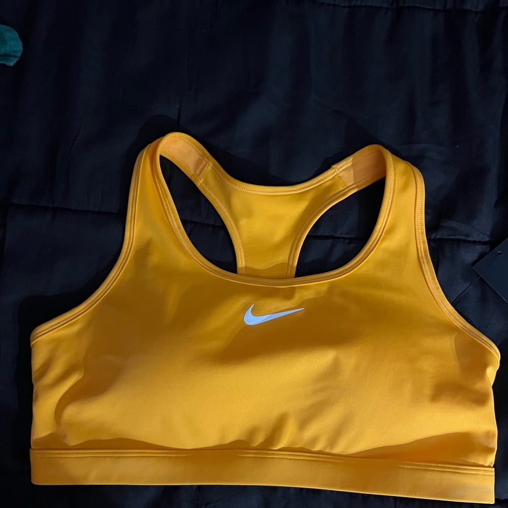 Nike Yellow Racerback Sports Bra Moisture-Wicking